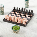 Marble Chess Set in Black and Pink from Mexico (7.5 in.) - Black and Pink Challenge