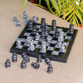 Marble Chess Set in Black and Grey from Mexico (7.5 in.) - Black and Grey Challenge
