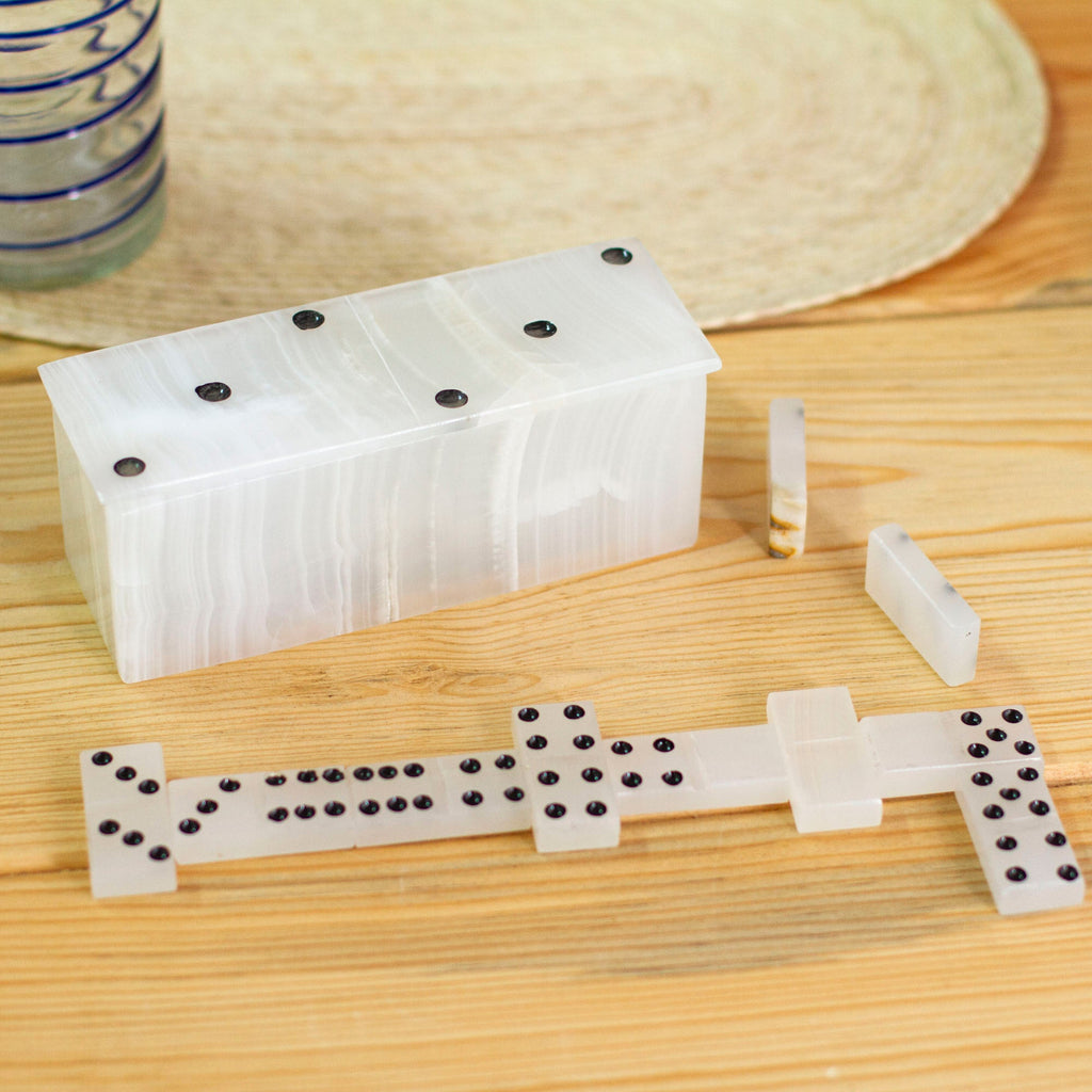Ivory Onyx Domino Set from Mexico (6 Inch) - Relaxing Game