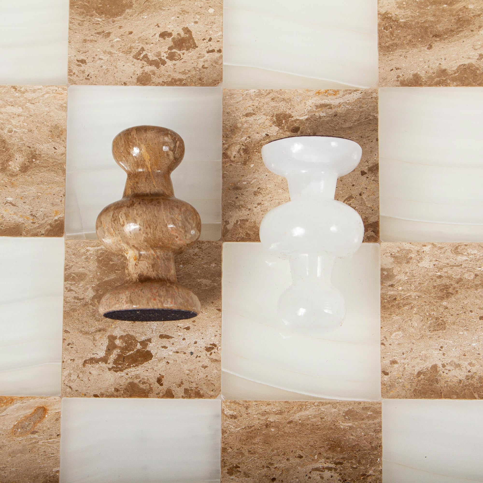 Onyx and Marble Chess Set in Brown and Beige (13.5 in.) - Nature's Challenge