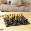 Brown and Black Marble Chess Set Crafted in Mexico - Earthen Challenge