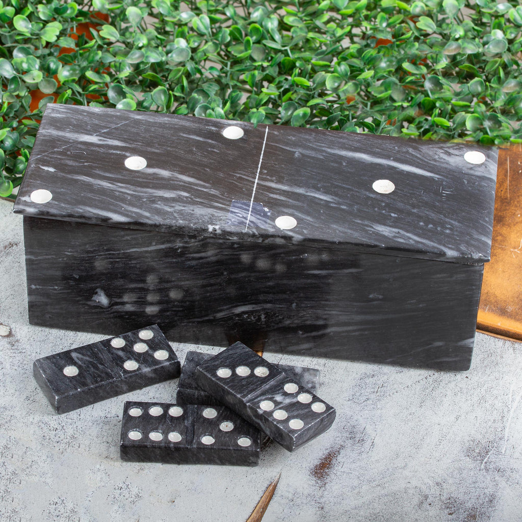 Dark Grey Marble Domino Set with Storage Box (9 Inch) - Fascinating Challenge