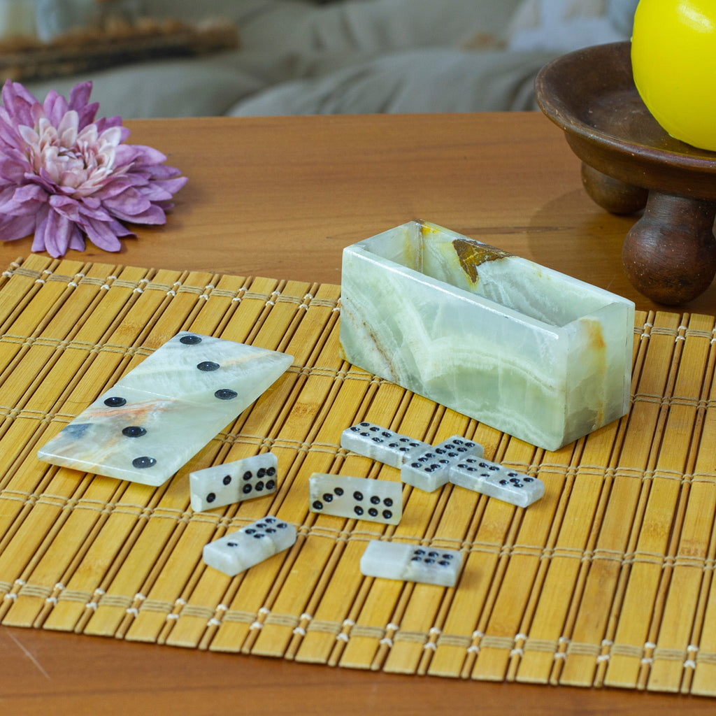 Handcrafted Onyx and Marble Domino Set from Mexico - Precious Strategy
