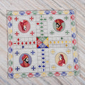 Traditional Embroidered Ecru Cotton Ludo Game from India - Game of Royals