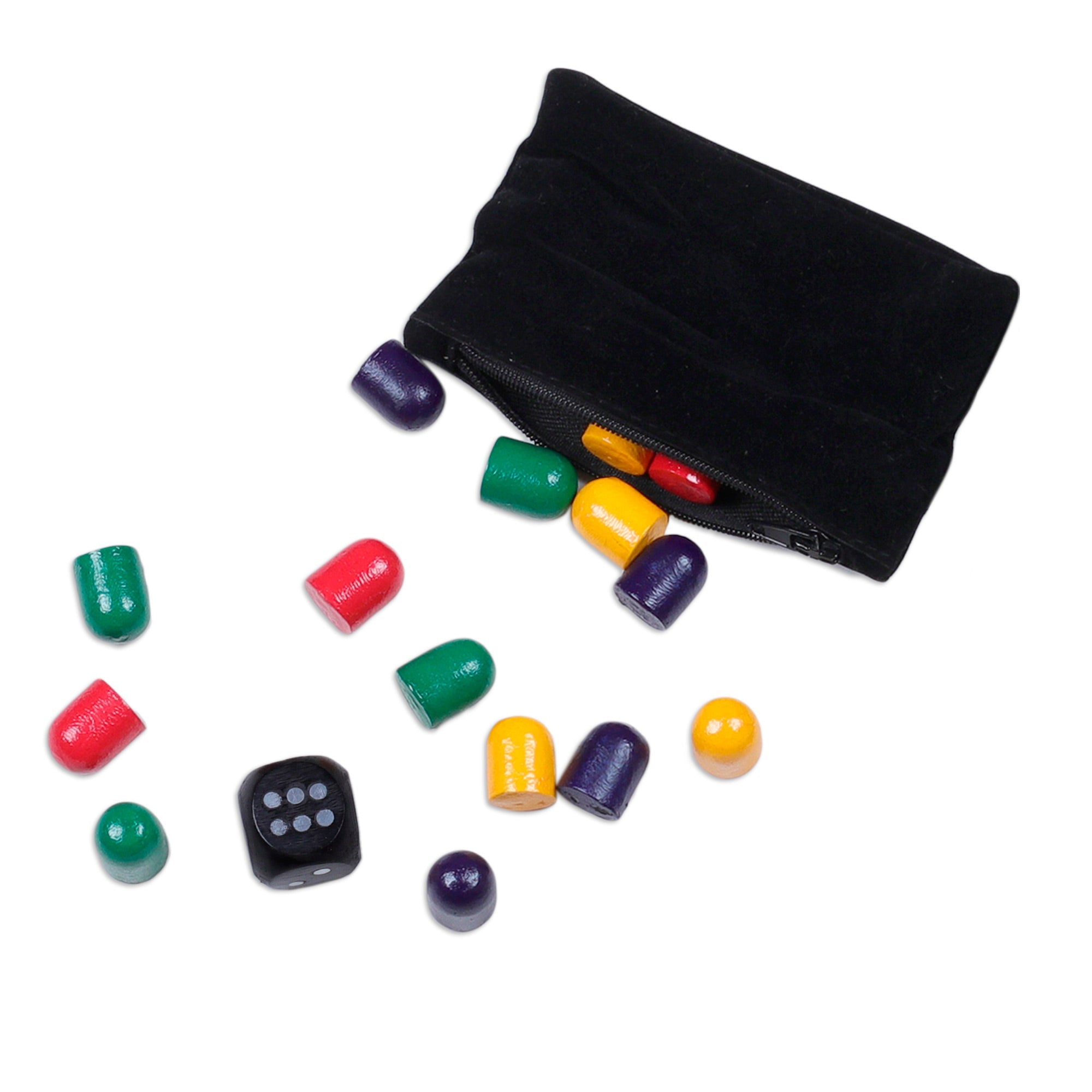 Traditional Embroidered Ecru Cotton Ludo Game from India - Game of Royals