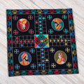 Traditional Embroidered Black Cotton Ludo Game from India - Game of Royals at Night