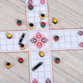 Embroidered White Cotton Chopad Game with Classic Details - India's Morning Challenge