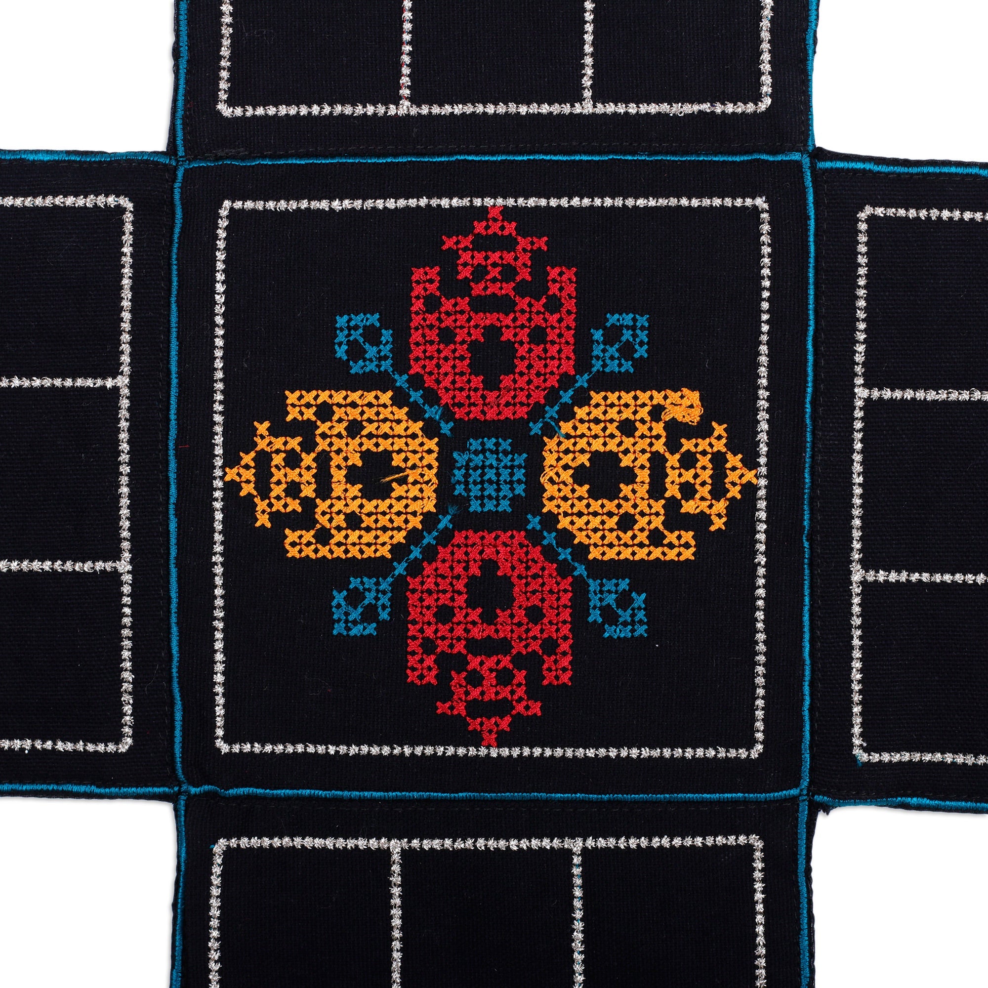 Embroidered Black Cotton Chopad Game with Classic Details - India's Night Challenge