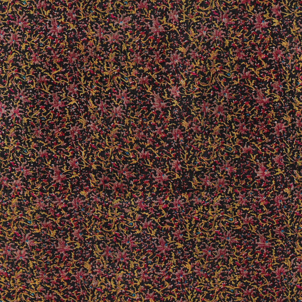 Kantha Embroidered Green and Black Reversible Silk Scarf - Floral Seasons