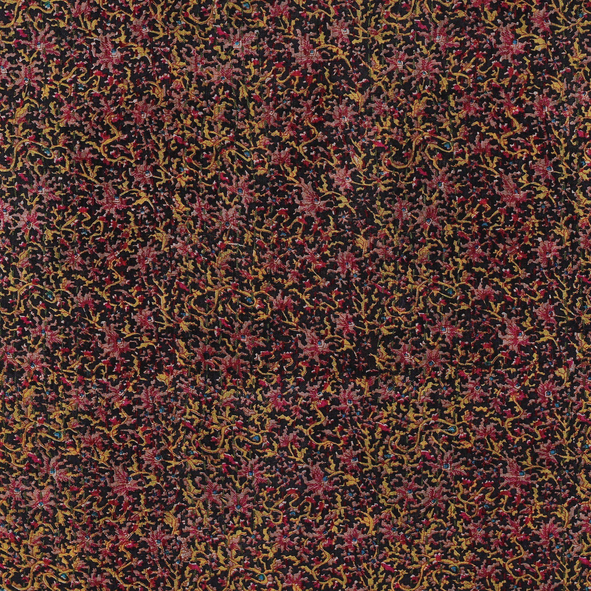 Kantha Embroidered Green and Black Reversible Silk Scarf - Floral Seasons