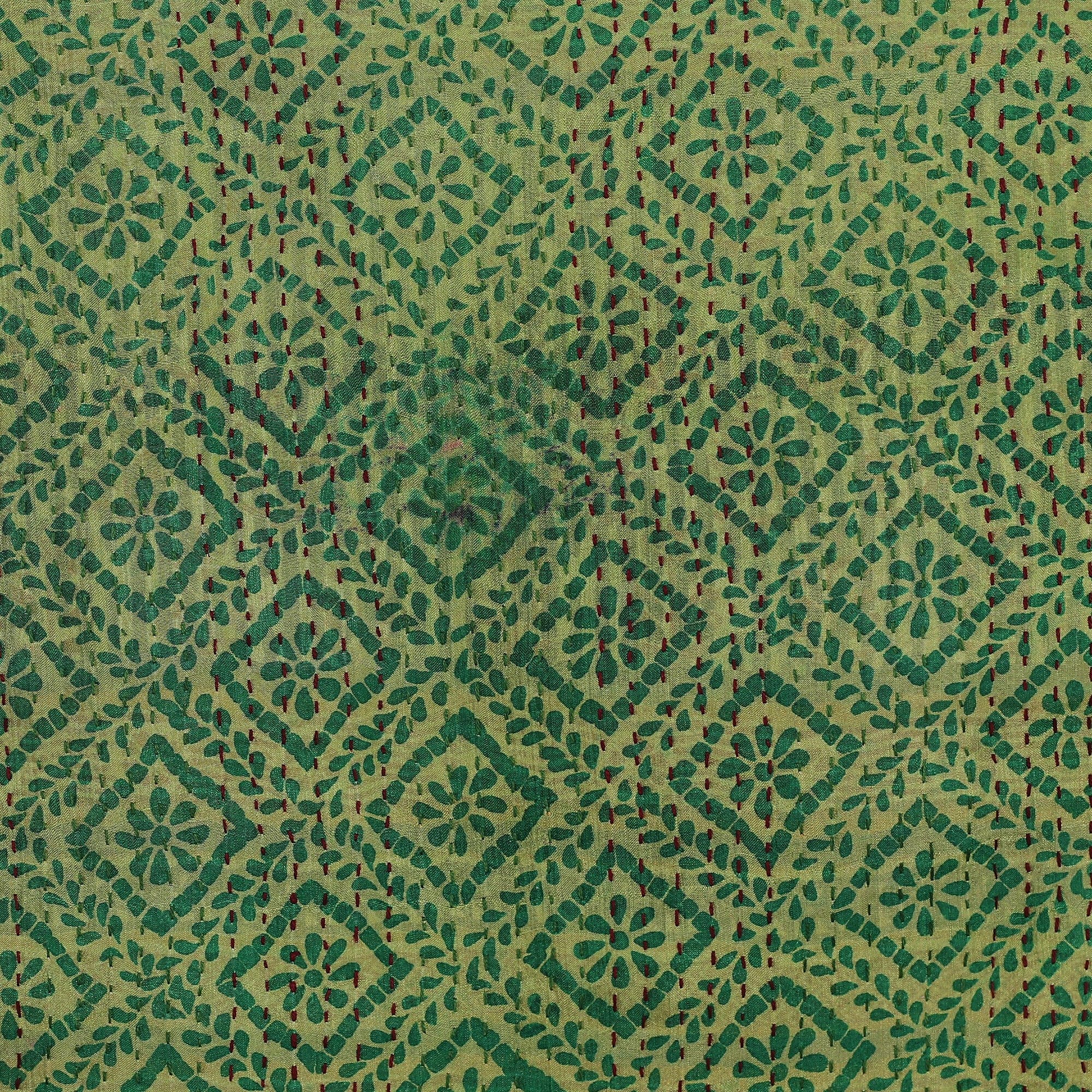 Geometric-Patterned Green and Black Reversible Silk Scarf - Classic Fusions