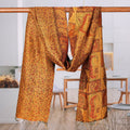 Embroidered Reversible Silk Scarf in Caramel and Viridian - Mughal Tales
