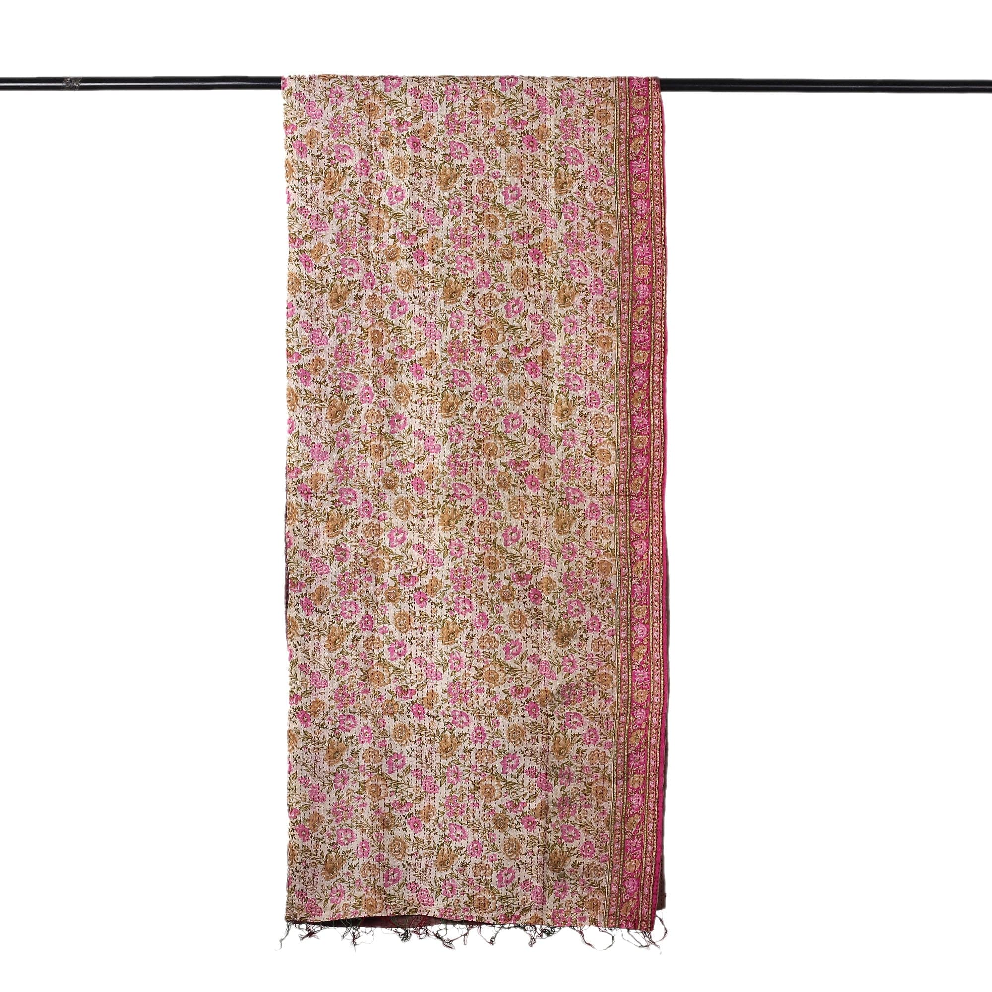Floral Reversible Silk Scarf in Raisin and Magenta Hues - Symphony of Roses