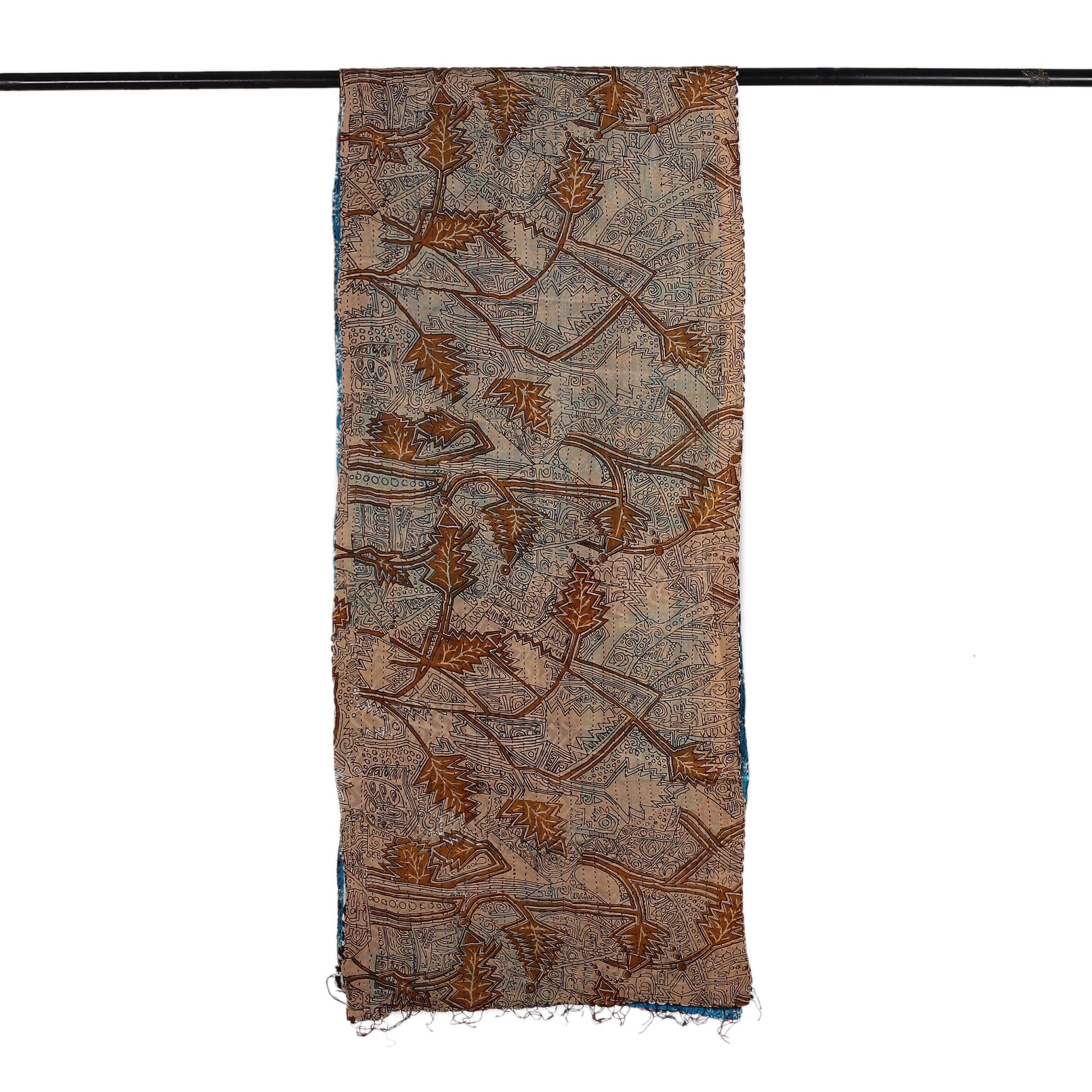 Cotton Kantha Embroidered Reversible Silk Scarf - Imperial Grace