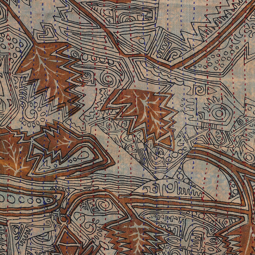 Cotton Kantha Embroidered Reversible Silk Scarf - Imperial Grace