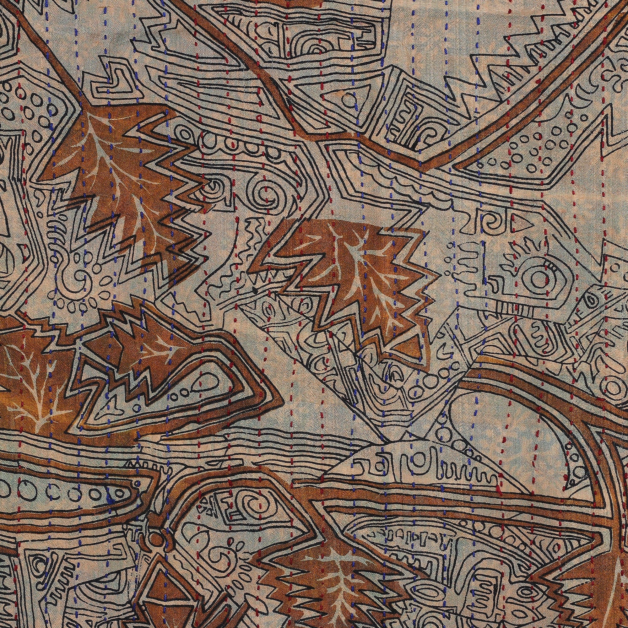 Cotton Kantha Embroidered Reversible Silk Scarf - Imperial Grace