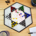 Hand Crafted Marble Chinese Checker Game Set - Colorful Contrast
