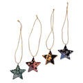Four Batik Wood Star Ornaments by Artisans - Bali Stars