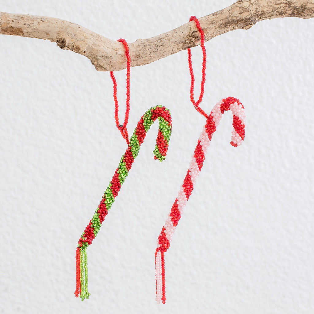 Glass Beaded Ornaments - Set of 2 - Lovely Canes