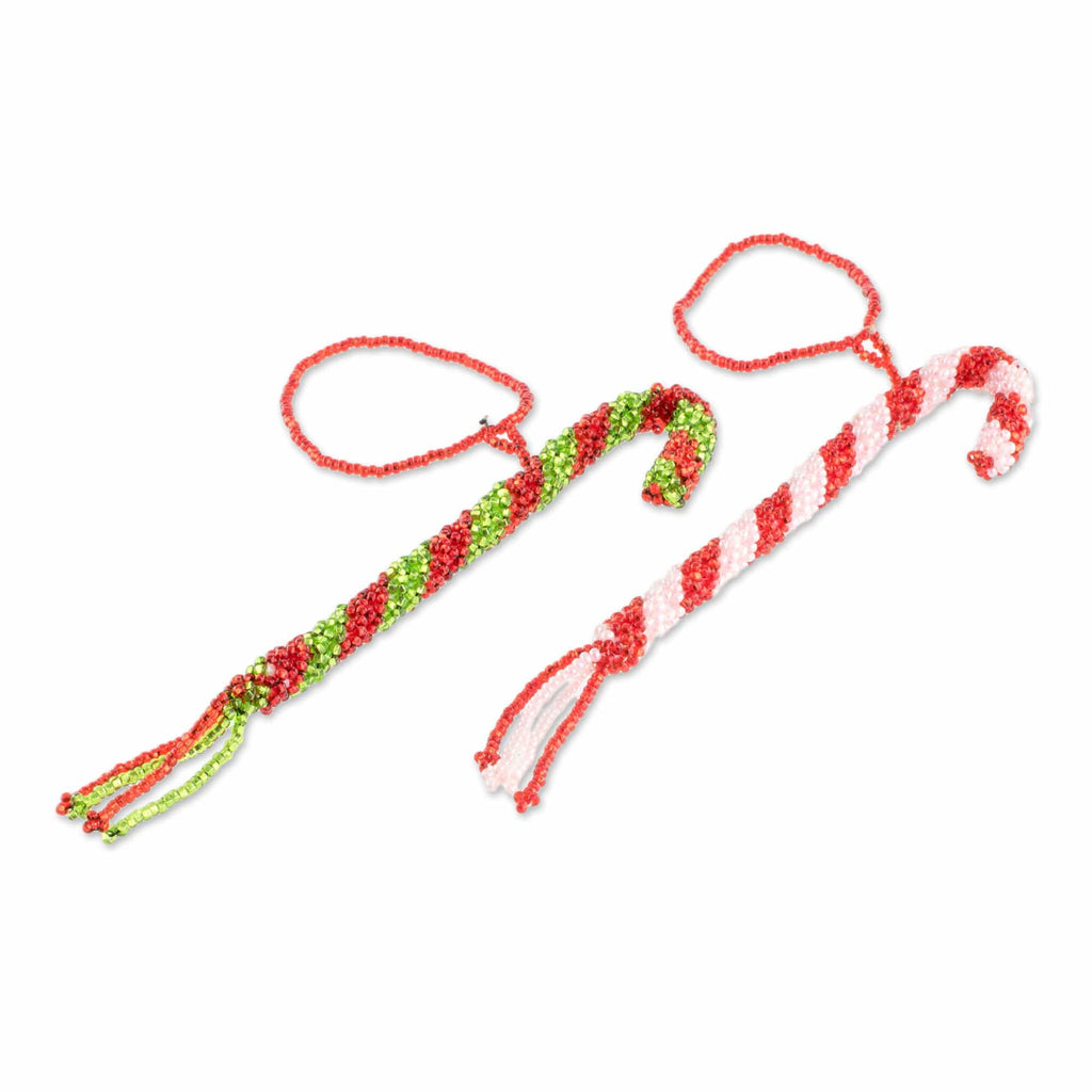 Glass Beaded Ornaments - Set of 2 - Lovely Canes