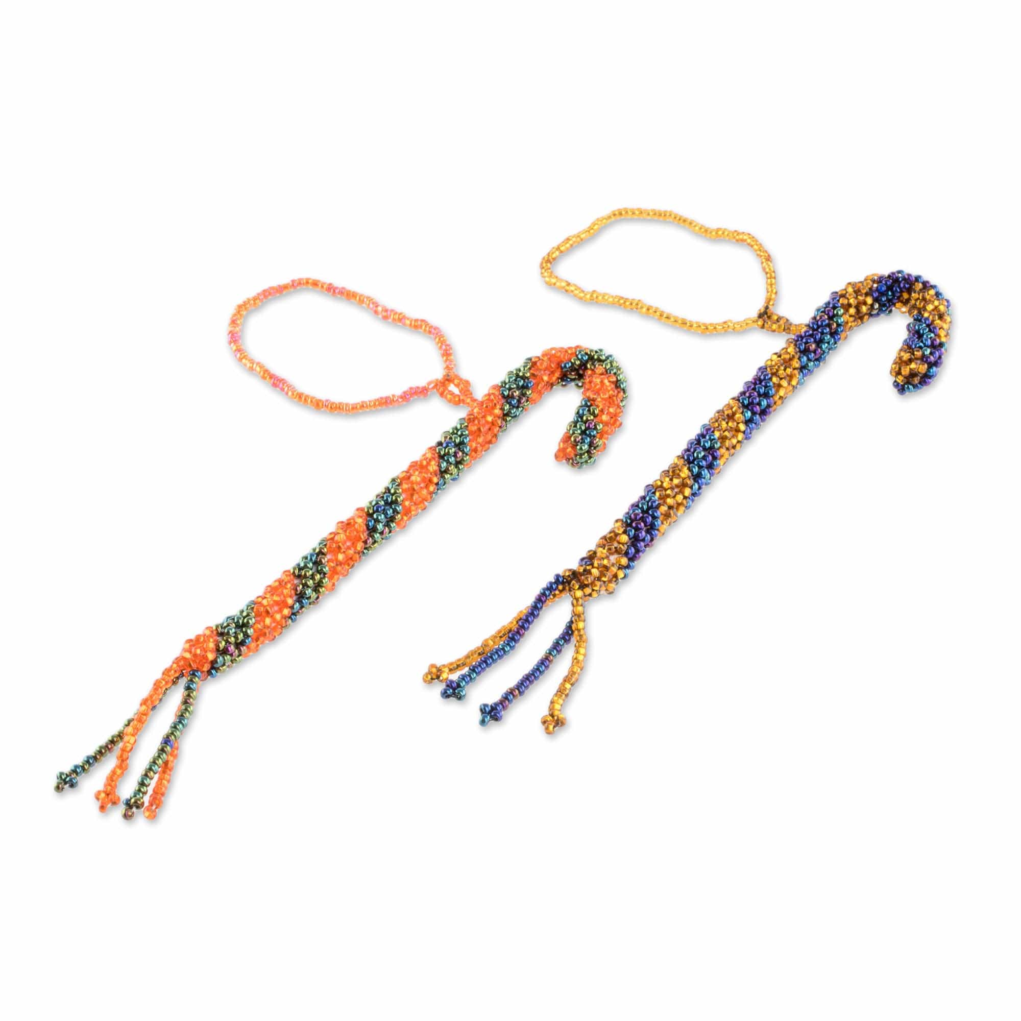 Glass Beaded Ornaments - Set of 2 - Sweet Canes