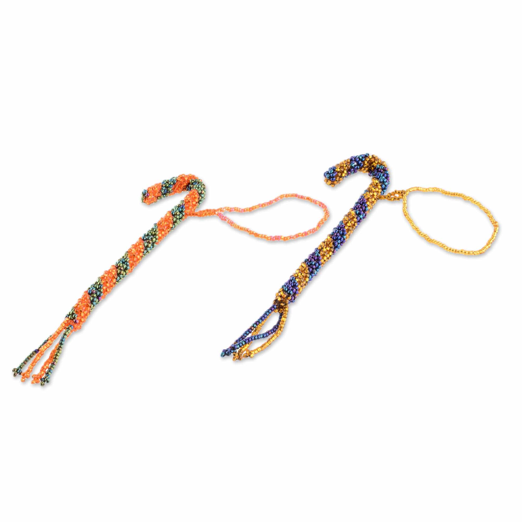 Glass Beaded Ornaments - Set of 2 - Sweet Canes